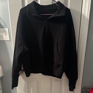 Black Quarter-Zip Hoodie Sweatshirt - Unbranded